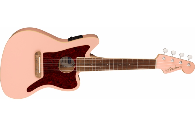Ukulele electroacustic Fender Fullerton Jazzmaster Uke, Walnut Fingerboard, Tortoiseshell Pickguard, Shell Pink