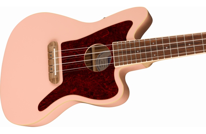 Ukulele electroacustic Fender Fullerton Jazzmaster Uke, Walnut Fingerboard, Tortoiseshell Pickguard, Shell Pink