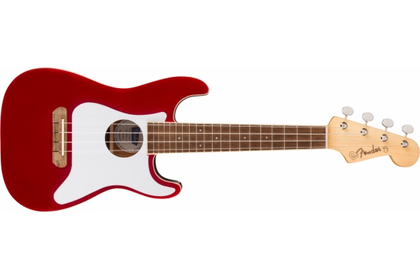 Fullerton Strat Uke Walnut Fingerboard White Pickguard Candy Apple Red Fullerton Strat Uke Walnut Fingerboard White Pickguard Candy Apple Red