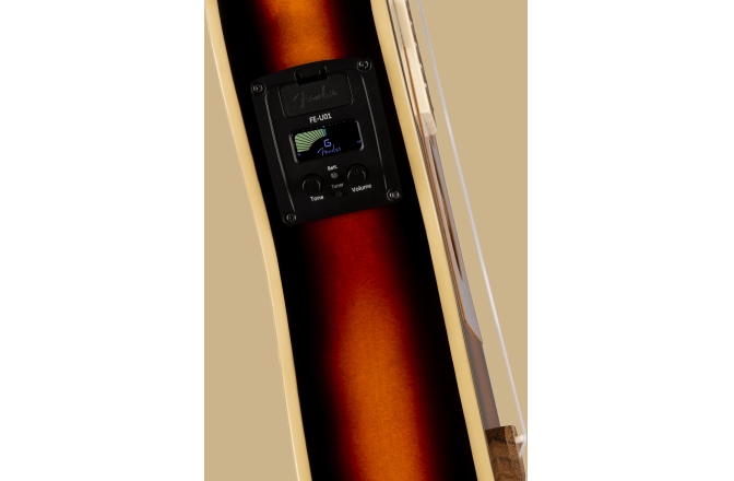 Ukulele electroacustic Fender Fullerton Tele Uke, Walnut Fingerboard White Pickguard 2-Color Sunburst