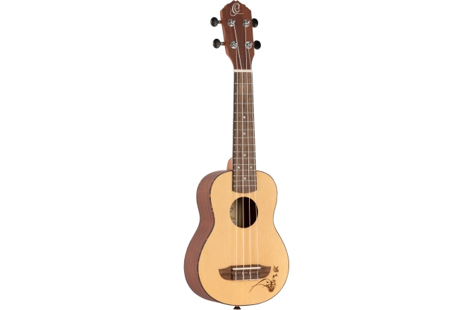 Ukulele sopran Ortega Soprano Ukulele - Bonfire Series - Natural Spruce - laser engraved