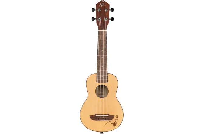 Ukulele sopran Ortega Soprano Ukulele - Bonfire Series - Natural Spruce - laser engraved