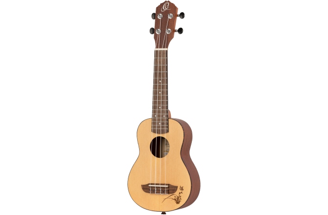 Ukulele sopran Ortega Soprano Ukulele - Bonfire Series - Natural Spruce - laser engraved