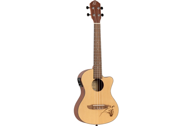 Ukulele tenor Ortega Tenor Ukulele - Bonfire Series/Preamp - Natural Spruce - laser engraved