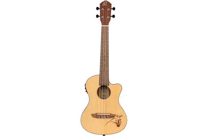 Ukulele tenor Ortega Tenor Ukulele - Bonfire Series/Preamp - Natural Spruce - laser engraved