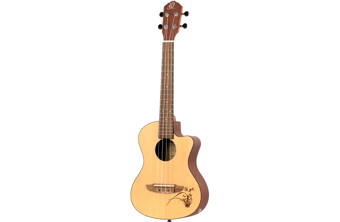 Ukulele tenor Ortega Tenor Ukulele - Bonfire Series/Preamp - Natural Spruce - laser engraved