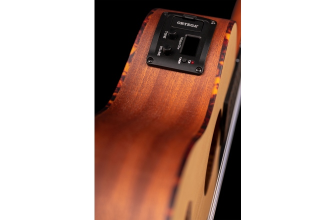 Ukulele tenor Ortega Tenor Ukulele - Bonfire Series/Preamp - Natural Spruce - laser engraved