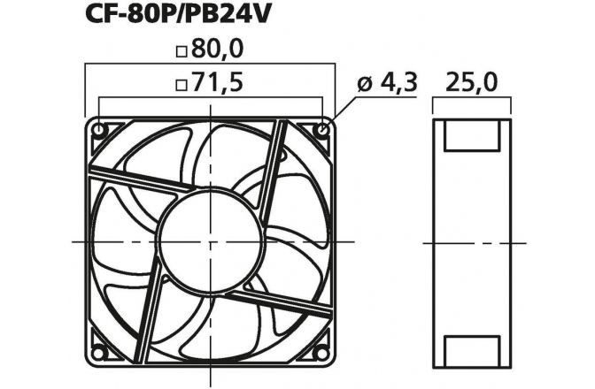 Ventilator de rack Monacor CF-80P/PB24V