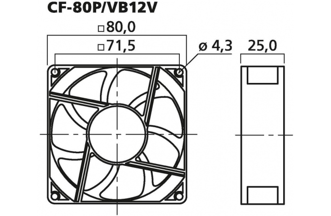 Ventilator de rack Monacor CF-80P/VB12V