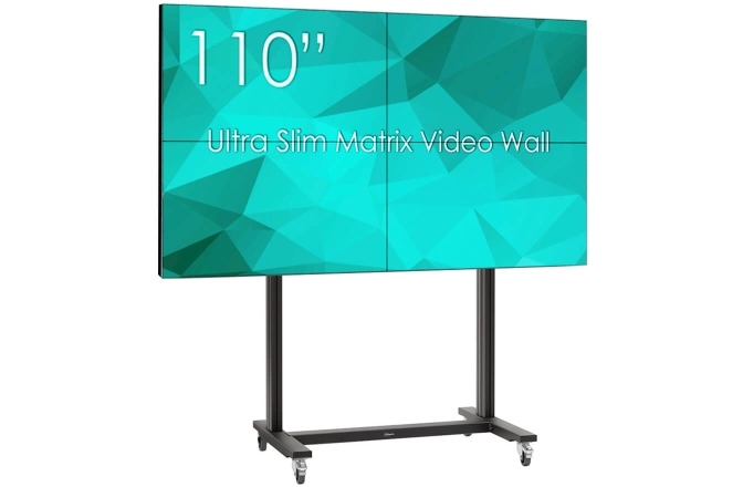 VideoWall 2x2 cu suport Vogels 2x2 mobil si 4 Display-uri SWEDX UMX-55K8-01, bezel 3,5mm