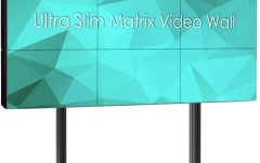 VideoWALL 3x3 cu suport Vogels 3x3 cu baza mobila si 9 Display-uri SWEDX UMX-55K8, bezel 3,5mm