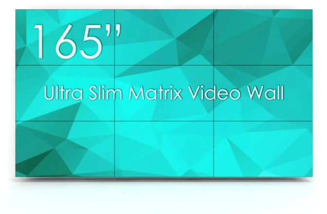VideoWALL 3x3 cu suport Vogels 3x3 cu fixare pe perete si 9 Display-uri SWEDX UMX-55K8-01, bezel 3,5mm