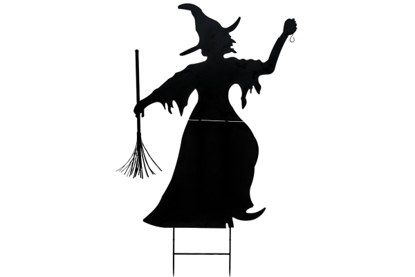 Silhouette Metal Witch with Broom, 150cm Silhouette Metal Witch with Broom, 150cm