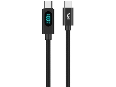 Cablu USB-C - USB-C 1m 20V/5A 100W negru afisaj incarcare